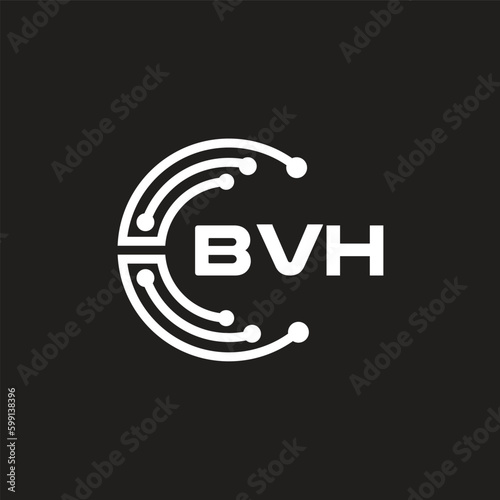 BVH letter technology logo design on black background. BVH creative initials letter IT logo concept. BVH setting shape design. 