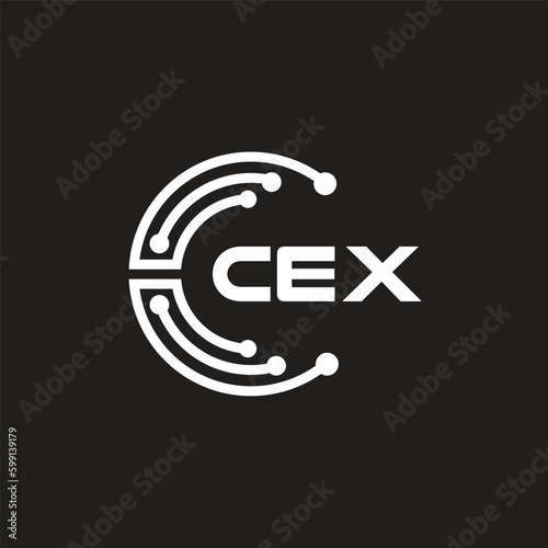 CEX letter technology logo design on black background. CEX creative initials letter IT logo concept. CEX letter design.	
 photo