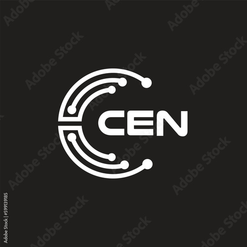 CEN letter technology logo design on black background. CEN creative initials letter IT logo concept. CEN letter design.	
