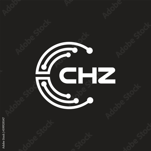 CHZ letter technology logo design on black background. CHZ creative initials letter IT logo concept. CHZ letter design.	
 photo