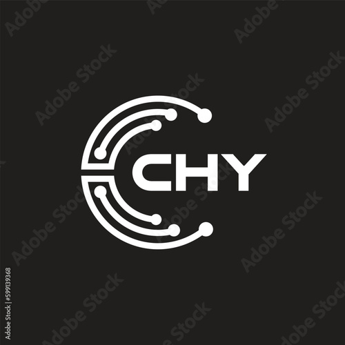 CHY letter technology logo design on black background. CHY creative initials letter IT logo concept. CHY letter design.	
 photo