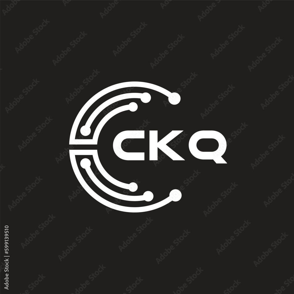 Obraz premium CKQ letter technology logo design on black background. CKQ creative initials letter IT logo concept. CKQ letter design. 