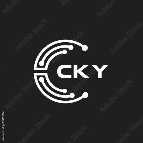 CKY letter technology logo design on black background. CKY creative initials letter IT logo concept. CKY letter design.	
 photo