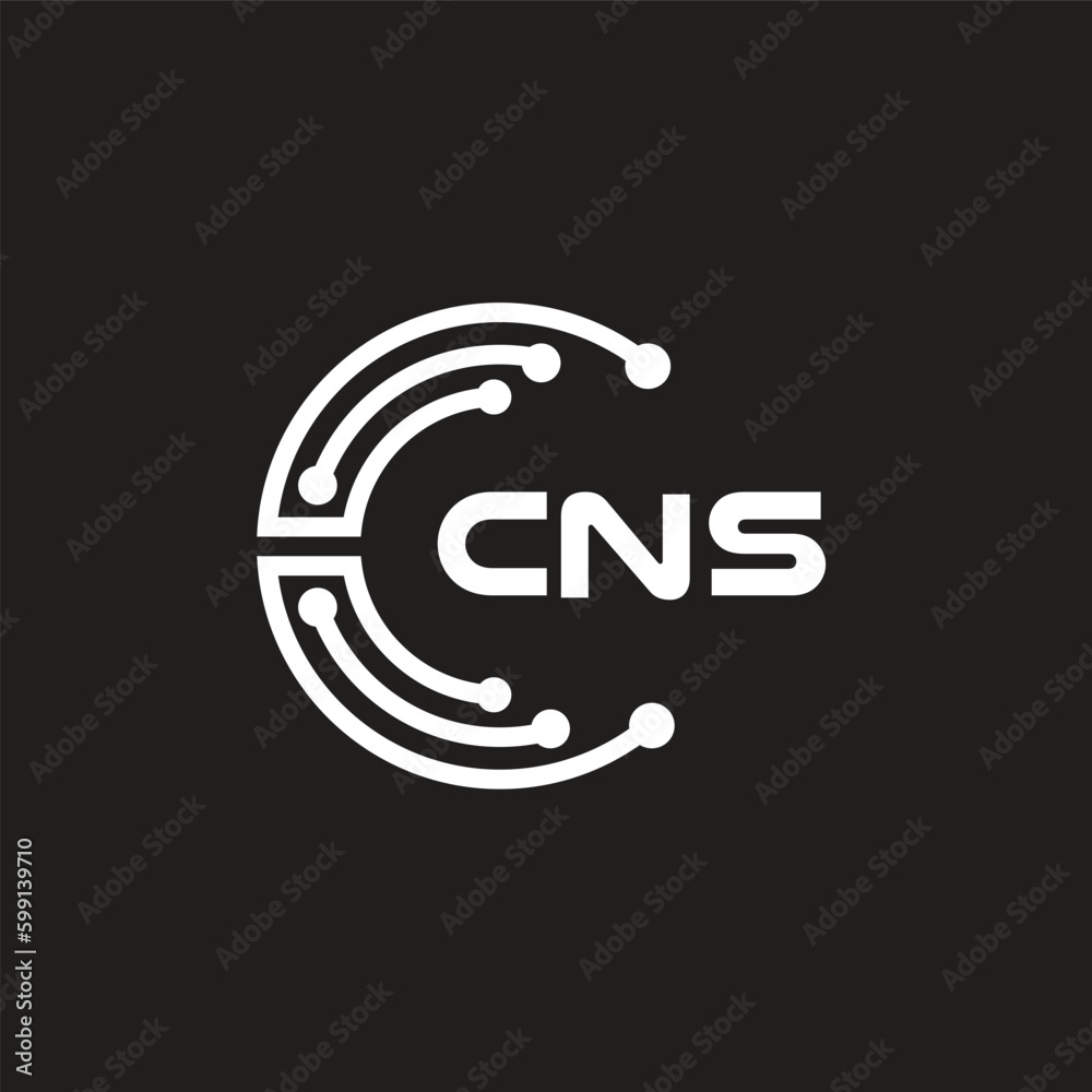 CNS letter technology logo design on black background. CNS creative initials letter IT logo concept. CNS letter design.	
