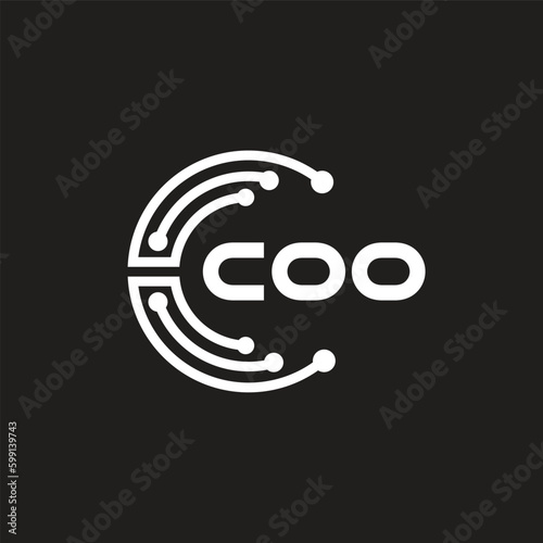 COO letter technology logo design on black background. COO creative initials letter IT logo concept. COO letter design.	
