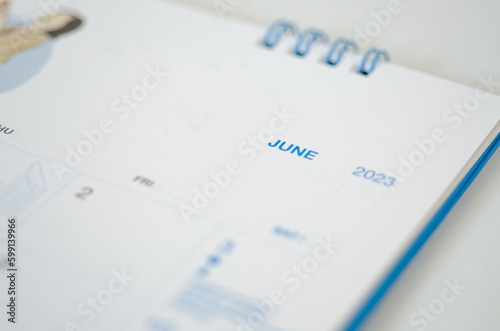 White calendar May 2023 in planning concept.