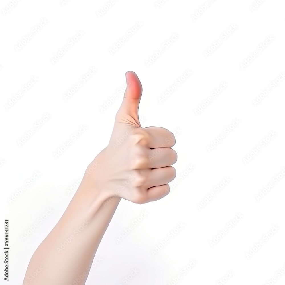 Hand Thumbs Up Gesture On White Background 003 Generative AI Hand Thumbs Up Gesture On White Background 003 Generative AI