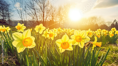 daffodils in the morning. Generative Ai