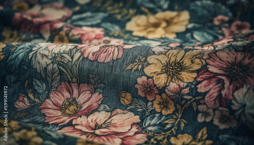 Silk tapestry rug with ornate floral pattern generated by AI