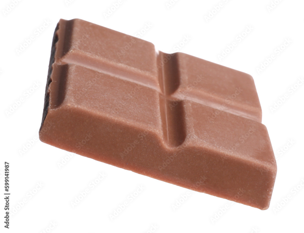 Piece of tasty chocolate bar isolated on white Piece of tasty chocolate bar isolated on white