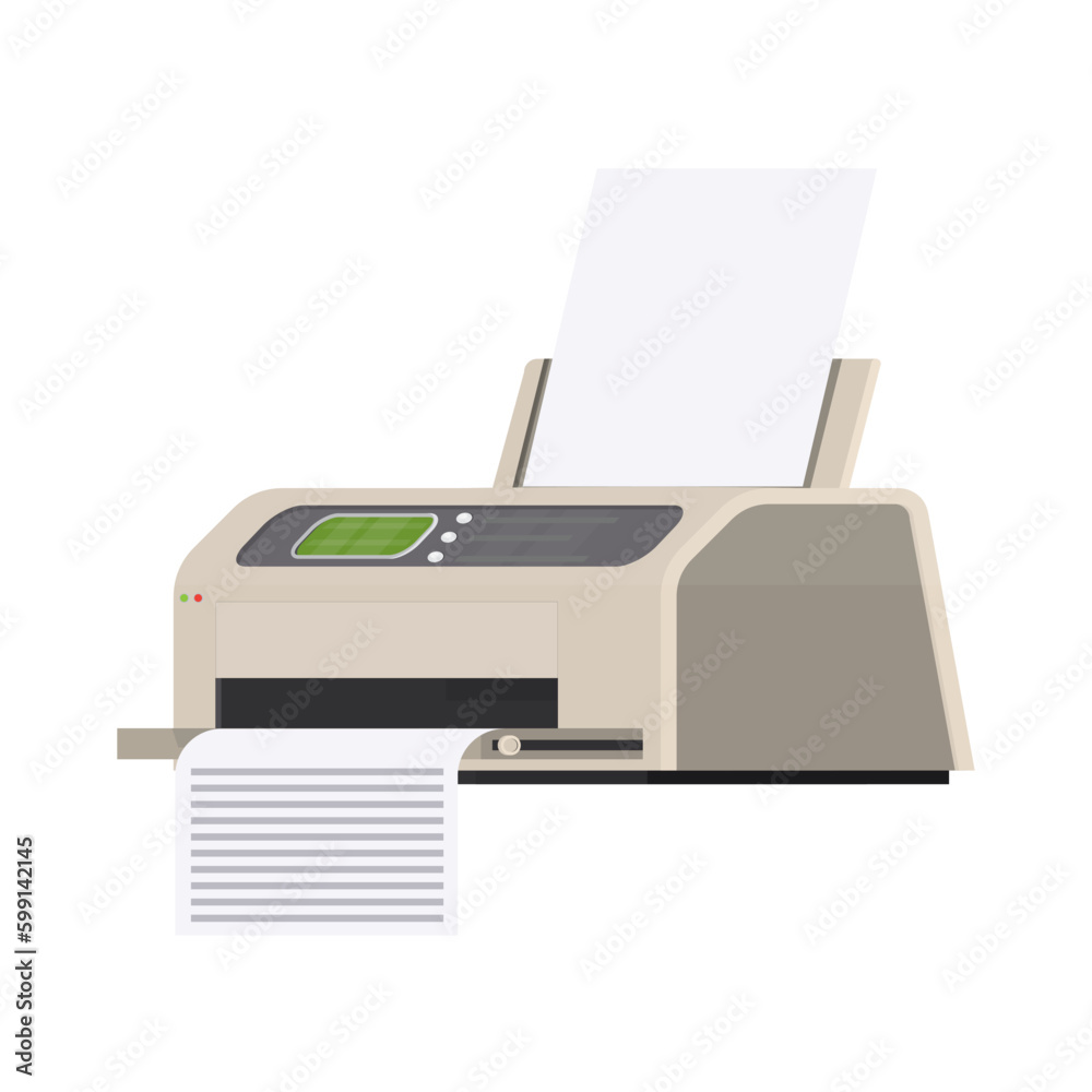 Printer. Graphic printer prints a document, vector illustration Printer. Graphic printer prints a document, vector illustration