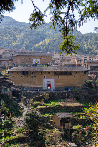 Chuxi Tulou Cluster in the early morning. Tulou is the unique traditional rural dwelling of Hakka. Capture translaton from Chinese: 