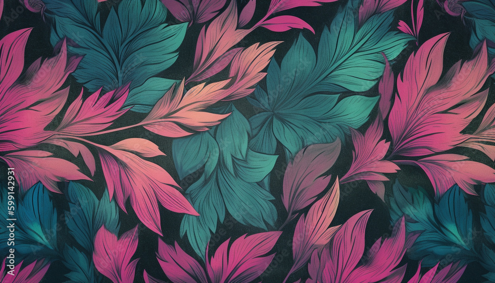 Abstract floral pattern with multi colored feathers generated by AI