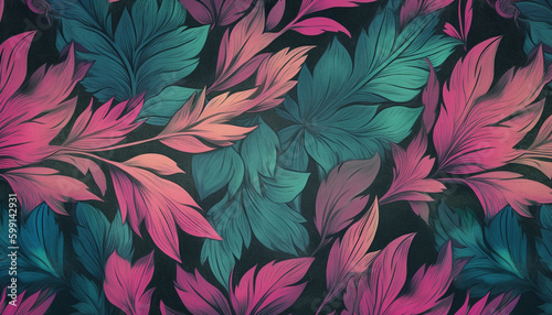 Abstract floral pattern with multi colored feathers generated by AI