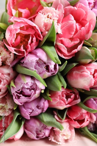 Fototapeta Naklejka Na Ścianę i Meble -  Beautiful bouquet of tulips as background, closeup