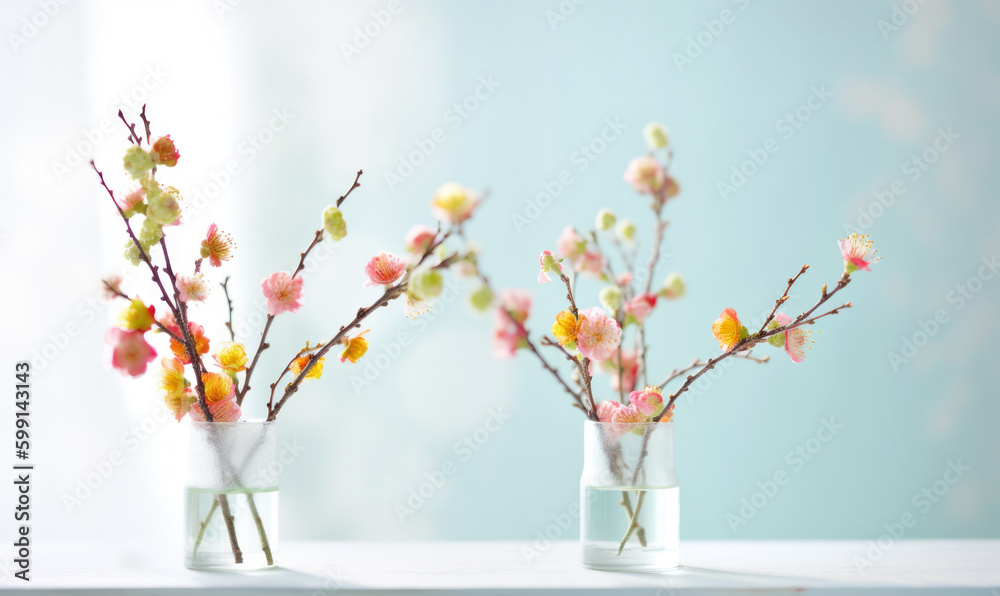 Pink sakura in springtime , Generative ai Pink sakura in springtime , Generative ai