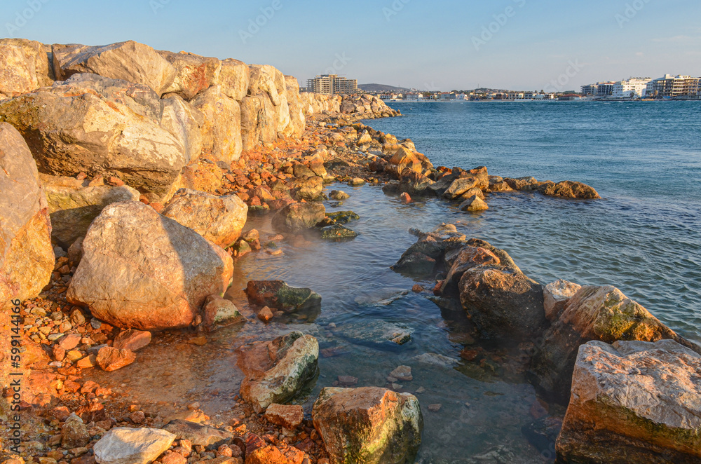 Yildizburnu sicak sular (hot springs) in Ilica Marina (Cesme, Izmir province, Turkiye)