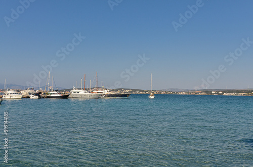 scenic view of Ilica Marina from Yildizburnu esplanade  Cesme  Izmir province  Turkey 