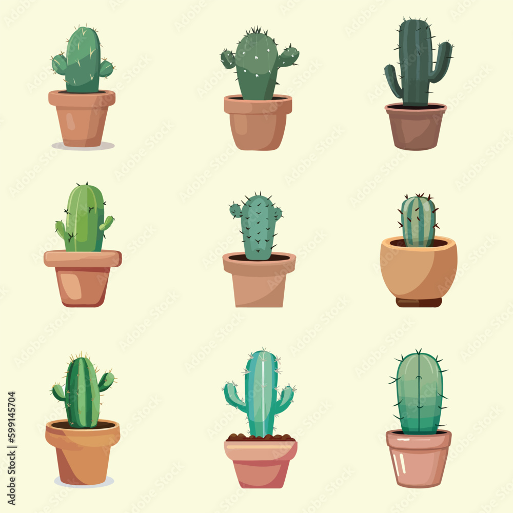 cactus in pots vector illustration cactus in pots vector illustration