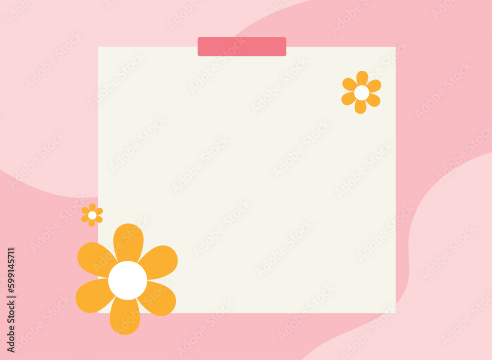 Flower Note Cute On Pink Color Background Celebration Or Invitation