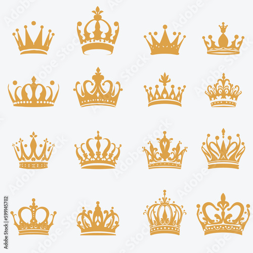 set of crowns vector illustration