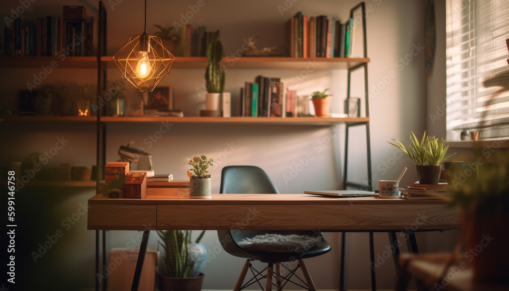 Modern home office with comfortable chair design generated by AI Modern home office with comfortable chair design generated by AI