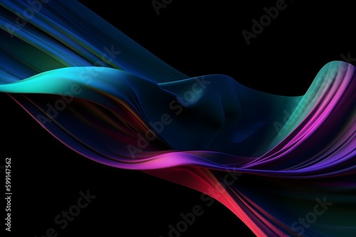 Dark black matte cloth with gradient display, chromatic aberration, holographic, iridescent chroma flow, concept art, abstract forms, Generative AI