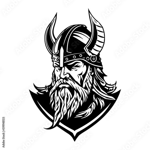 Viking Portrait Vector Logo