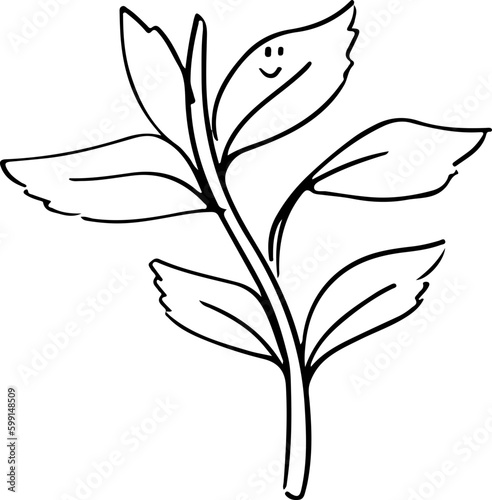 Matcha Green tea leaf sketch