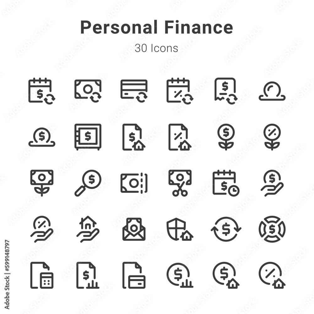 Personal finance icon set Personal finance icon set