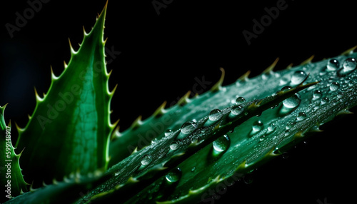 Vibrant green leaf with dew drop freshness generated by AI