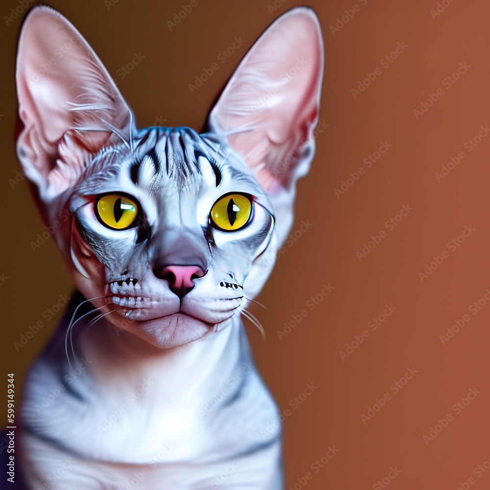 Sphynx cat portrait close up. Superfine photorealism. Generative A.I 