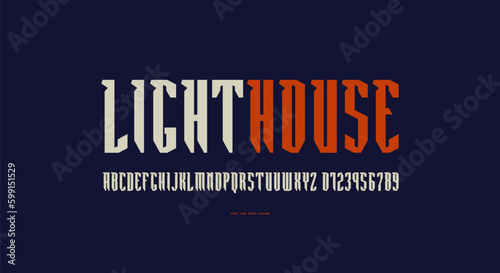 Narrow sans serif font in military style
