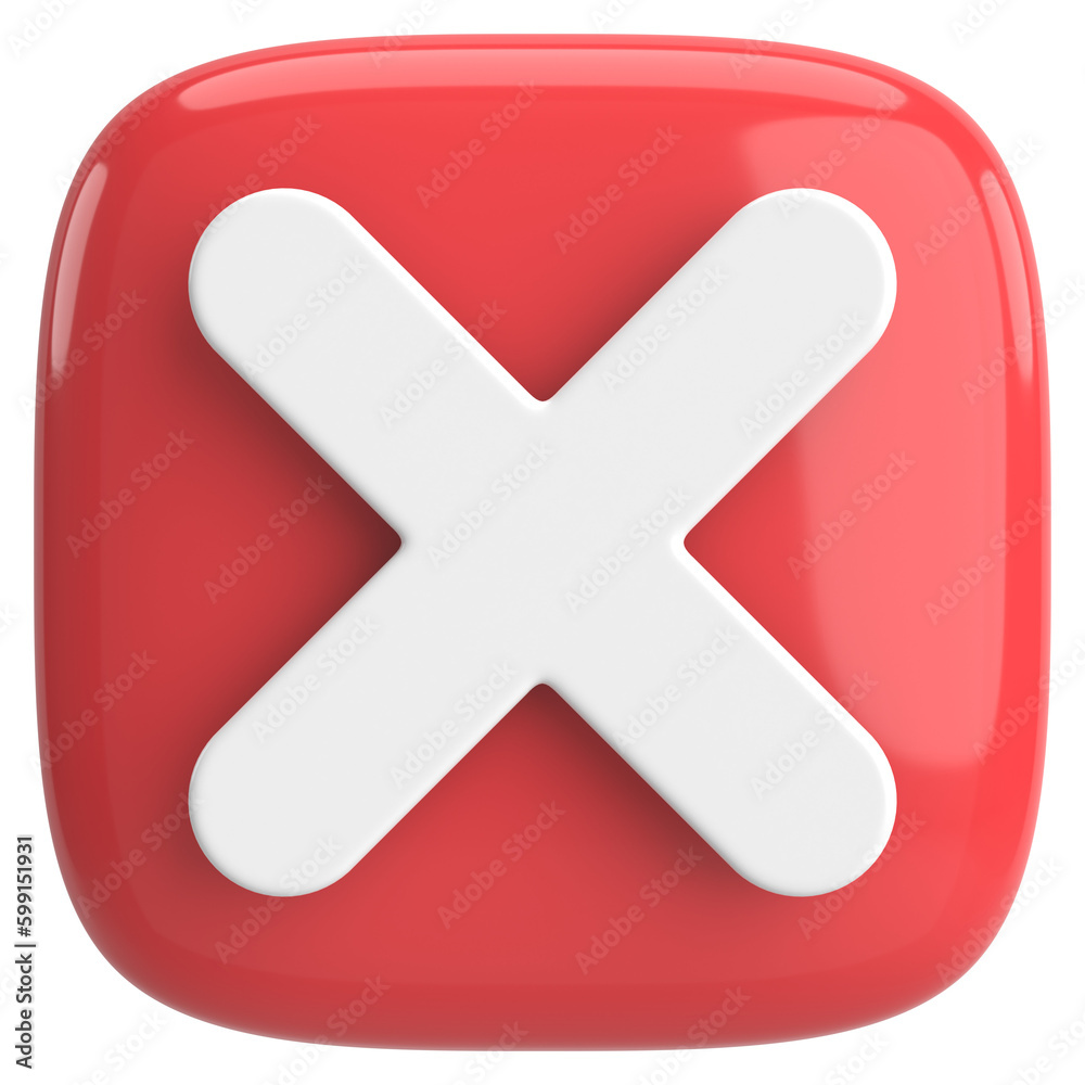 Fototapeta premium 3D close button. Cross sign. 3D illustration.