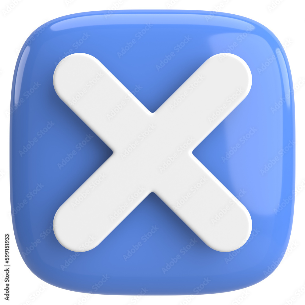 Fototapeta premium 3D close button. Cross sign. 3D illustration.