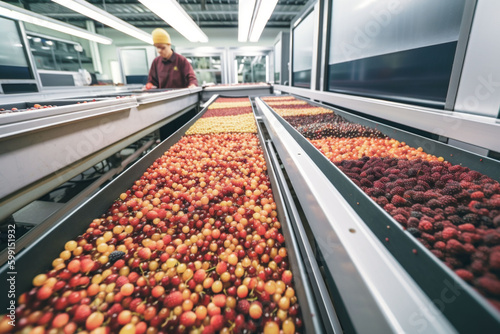 grape winery manufacturing process vine wine machinery machine alcohol factory. Generative AI.