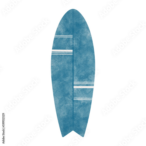Blue watercolor surfboard.