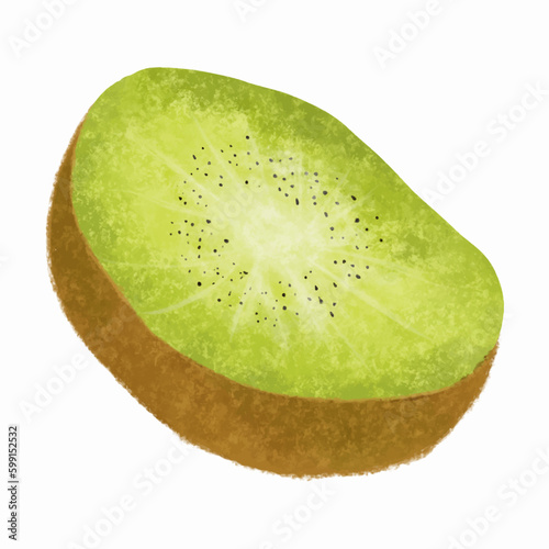 Watercolor kiwi slice isolated on white background. Vector illustration.