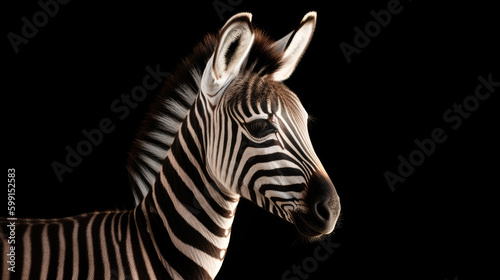 Baby Zebra  minimalistic background. Generative AI