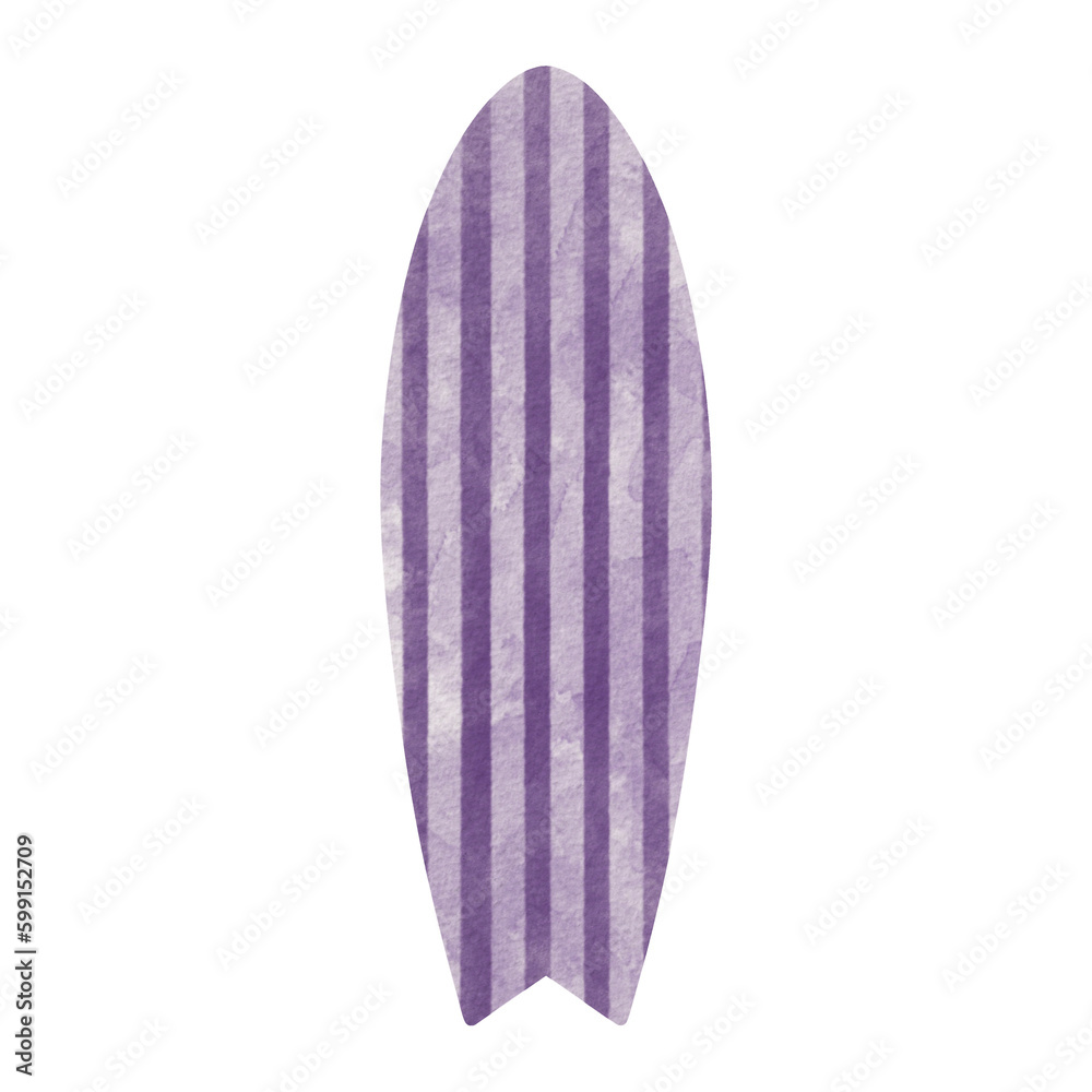 Purple watercolor surfboard.
Purple watercolor surfboard.