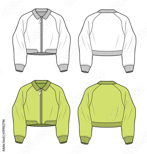 Full zipper sweater front and back view mockup vector file