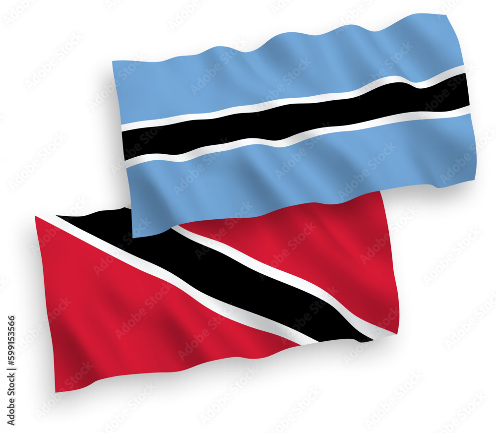 Flags of Republic of Trinidad and Tobago and Botswana on a white background Flags of Republic of Trinidad and Tobago and Botswana on a white background