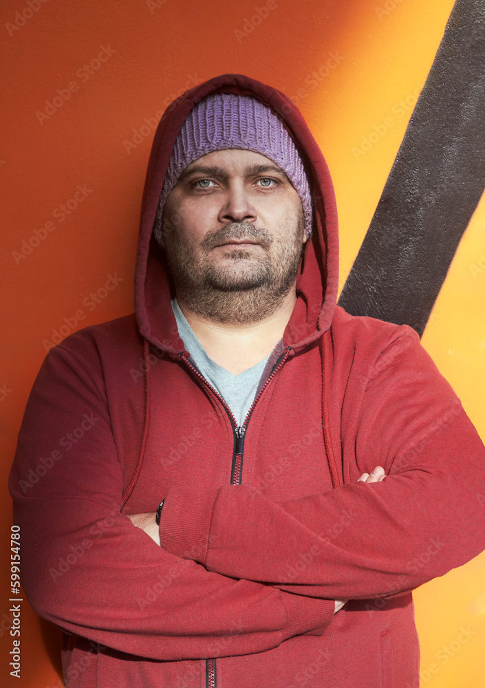 Man In front of the yellow wall Man In front of the yellow wall