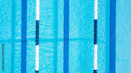 Aerial Overhead of Olympic Sized Swimming Pool with Lane Lines