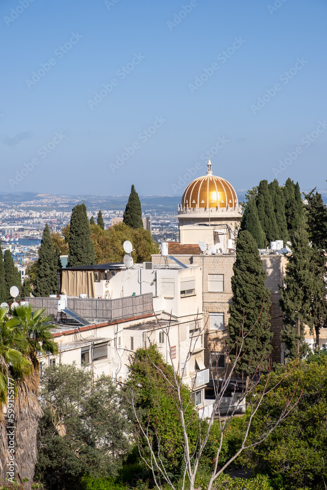 The cityscape of Haifa city and metropolitan area. Panoramic vie