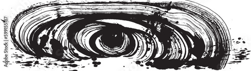 波　波しぶき　手書きの毛筆イラスト