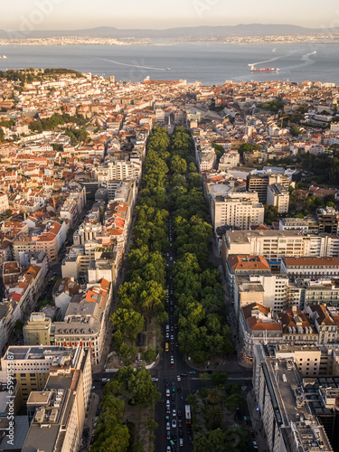 Beautiful aerial view to Liberdade Avenue and city buildings photo