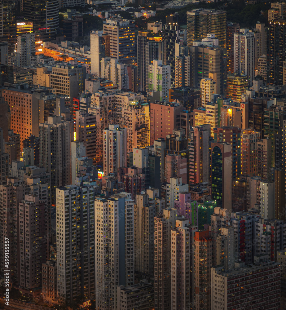 Skyline of buildings in the central district of hong Kong