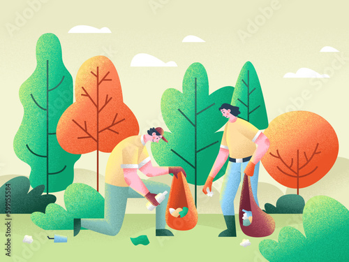 Ecology Environment Nature Green Earth Illustration Set Plants Ecofriendly No Pollution Clean Clear carbon footprint reduce reuse recycle save water cycling eco global warming