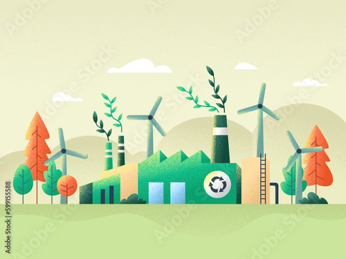 Ecology Environment Nature Green Earth Illustration Set Plants Ecofriendly No Pollution Clean Clear carbon footprint reduce reuse recycle save water cycling eco global warming